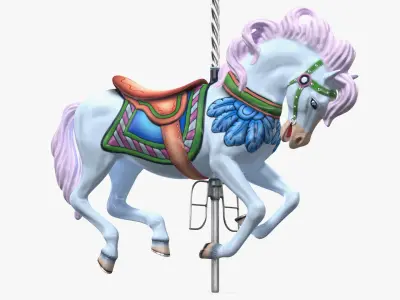 Carousel Galloping Horse Blush 3D model