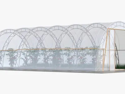 Vegetables Greenhouse Tent with Gardener 3D model