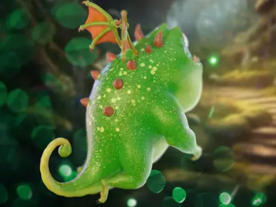 Cut and fat dragon Low-poly 3D model