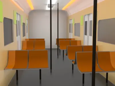 Subway Train Interior Low-poly 3D model