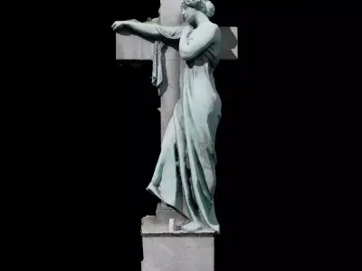 Graveyard Statue 3d Scan retopologized Free low-poly 3D model