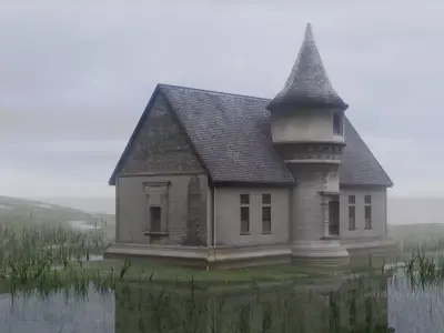 Castle church Low-poly 3D model