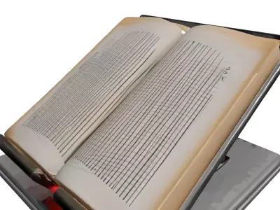 Adjustable Book Stand and Open Book Low-poly 3D model