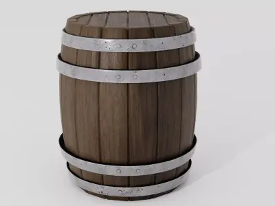 Wooden barrel 03 3D model