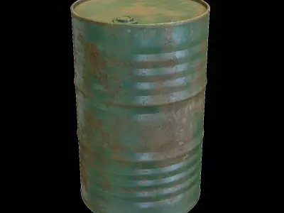 Green Oil Drum Low-poly 3D model