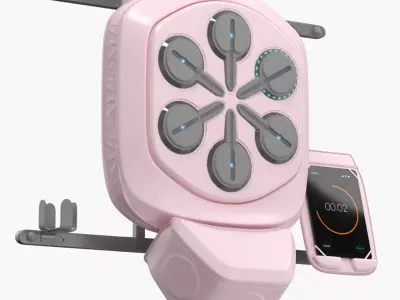 Interactive Wall Punch Trainer Pink 3D model