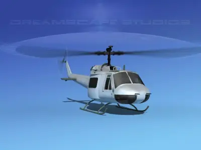 Bell UH-1B Iroquois Bare Metal 3D model