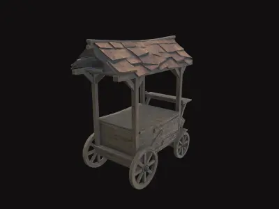 Medieval Cart V09 Low-poly 3D model