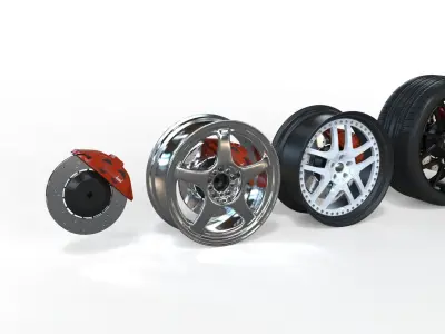 Car wheel rim 3D Model tire 3D model