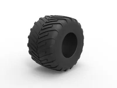 Monster Jam tire 23 Scale 1 to 25 3D print model