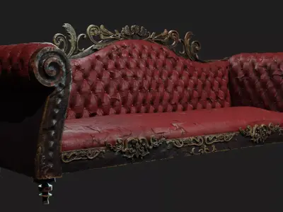 old leather sofa Low-poly 3D model