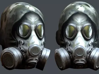 Gas mask helmet 3d model military combat Low-poly Low-poly 3D model 7