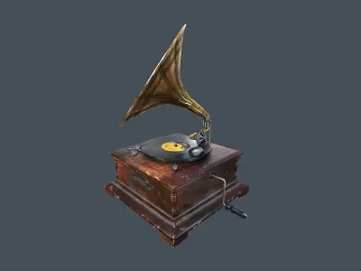 Vintage Gramophone Animated Low-poly 3D model