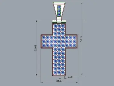 cross with diamonds 3D model