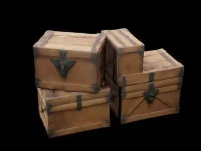 Medieval boxes Low-poly 3D model