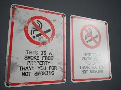 Plastic No Smoking Sign 2 PBR Game Ready  Low-poly 3D model
