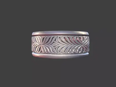 classical Mens Ring Ornate Silver Band Jewelry Model 3D print model