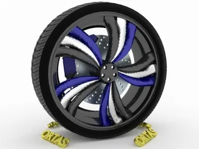 ORTAS CAR WHEEL RIM 122 GAME READY WHEEL RIM TIRE 3D model