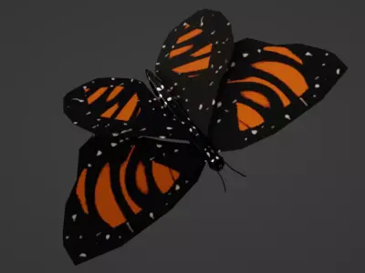 Butterfly animated and fully rigged Low-poly 3D model