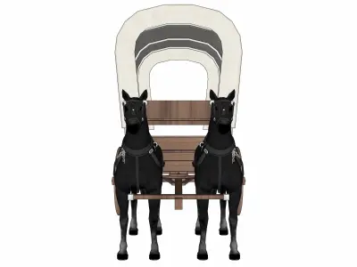 wood carriage 04 3D model