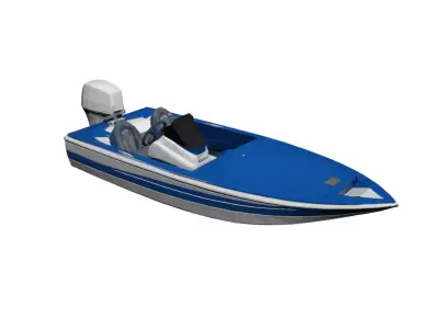 Generic Bass Boat Low Poly Fishing Boat Watercraft Low-poly 3D model