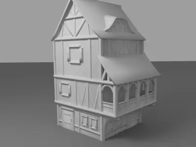 Medieval Town House Low-poly 3D model