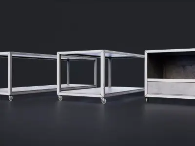 Industrial Metal Work Table Set Low-poly 3D model