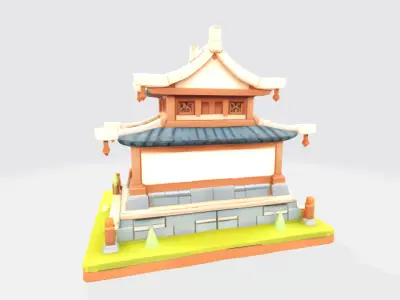asain temple Low-poly 3D model
