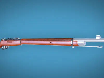 Mosin Nagant Bolt Action Rifle LowPoly Firearm  3D Model Low-poly 3D model