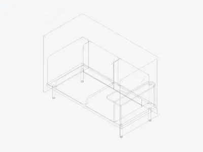 Furniture - Sofa - Contemporary - Flame Work Shelf - Right Low-poly 3D model