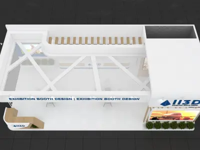Exhibition Stand Stall Three Side Open 11X5 3D model