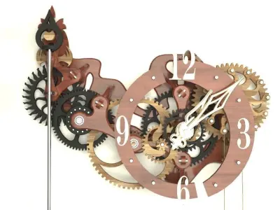 Wooden Clock with Gravity Escapement 3D model