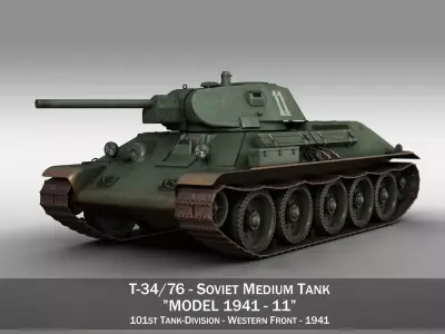 T-34-76 - Model 1941 -Soviet medium tank - 11 3D model