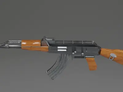 AK-47 Model Mid-Poly Rigged 3D model