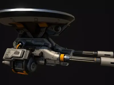 Advanced Gatling Turret Low-poly 3D model
