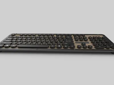 Classic Metal and Wood Keyboard 3D model
