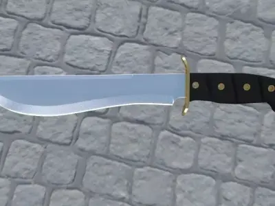 Knife on cobblestone street Low-poly 3D model