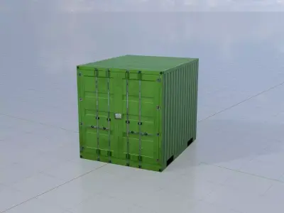ISO-Container Yellow-Green 10ft Low-poly 3D model
