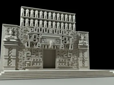 Mayan Building Hochob Low Poly PBR Low-poly 3D model
