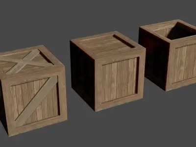 Wooden crates 3 types Free low-poly 3D model