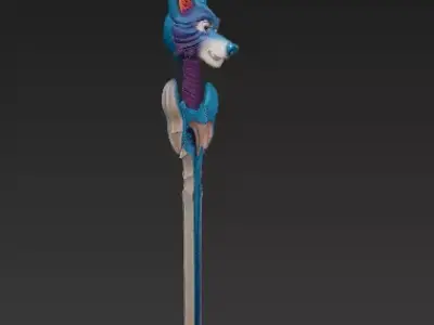 Wolf Head Sword-Stylized Fantasy 3D Model for Print-CGI 3D model