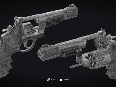R8 Revolver Game Ready Low-poly 3D model