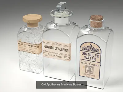 Old Apothecary Case with Bottles 3D Model Pack