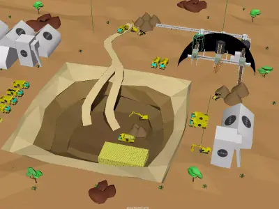 Gold mine Low poly version model Low-poly 3D model