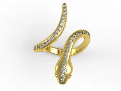 Antique Mini Snake Diamond Ring 02 3D print model