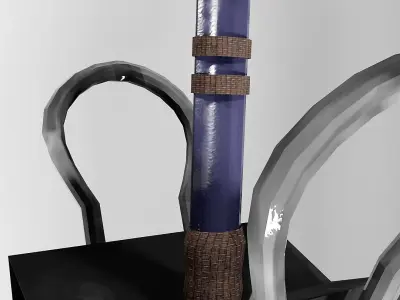 Low poly model of a two-handed fantasy weapon Razor Low-poly 3D model