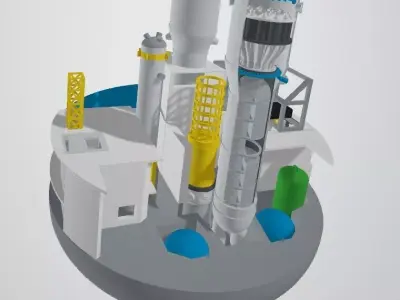 Nuclear island model of AP1000 nuclear power plant 3D print model