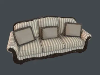 Old Fashioned Sofa Collection Low-poly 3D model