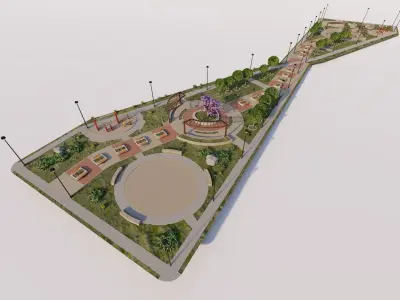 public park-Private Park Landscape 3D model 13