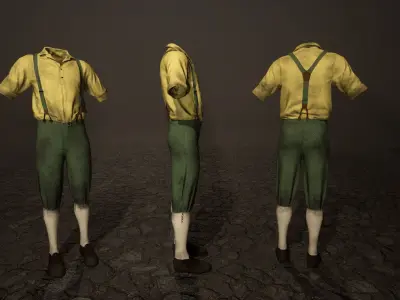 Five Farmer Man Clothes Low-poly 3D model
